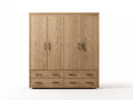 Kleiderschrank aus Holzwerkstoff 180x55x200 cm - Eiche natur - mit 4 Türen und 4 Schubladen - klassisches Design
