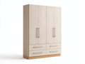 Kleiderschrank Holz 160 x 60 x 200 cm - Natur - 4 Türen mit 4 Schubladen im modernen Design
