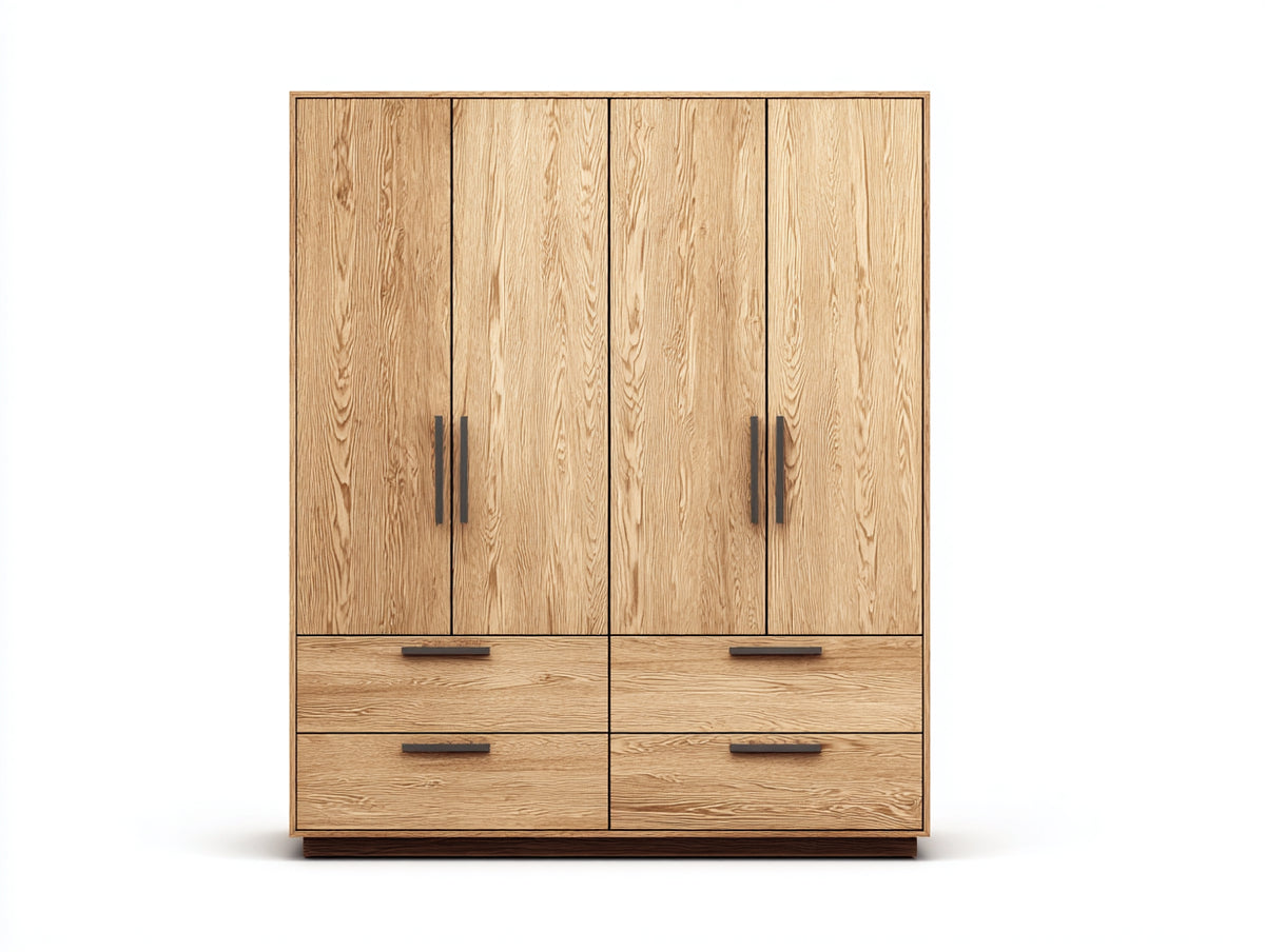Kleiderschrank 160 x 60 x 200 cm - Holz - 4 Türen und 4 Schubladen - Modernes Design