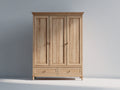 Kleiderschrank Holz 130 x 55 x 190 cm - Natur - 3 Türen mit 2 Schubladen im klassischen Design