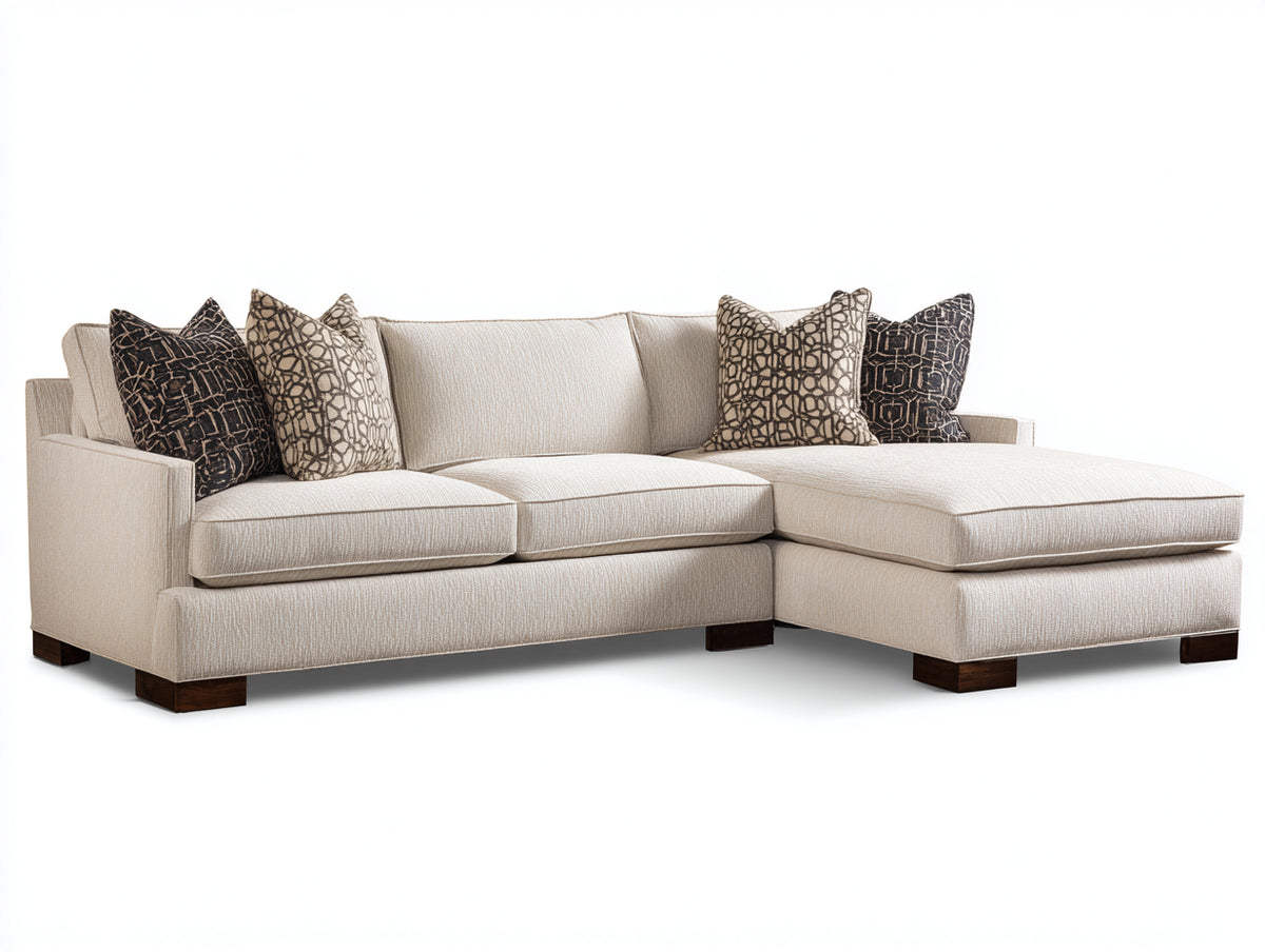 Ecksofa aus Stoff 280x170x85 cm - Cremeweiß - mit Chaiselongue - modernes Design