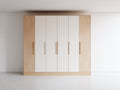 Kleiderschrank mit 6 Türen 240 x 60 x 210 cm - Weiß und Naturholz - Modernes Design