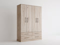 Kleiderschrank aus Holzwerkstoff 160x55x200 cm - Eiche hell - mit 4 Türen und 4 Schubladen - modernes Design