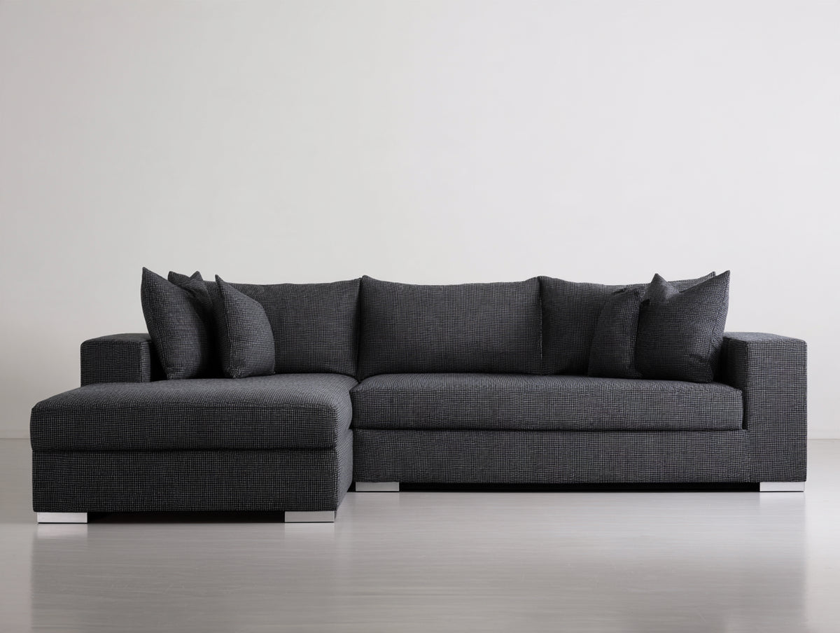 Ecksofa aus Webstoff 300 x 300 x 78 cm - Dunkelgrau - Moderne großzügige Sitzfläche