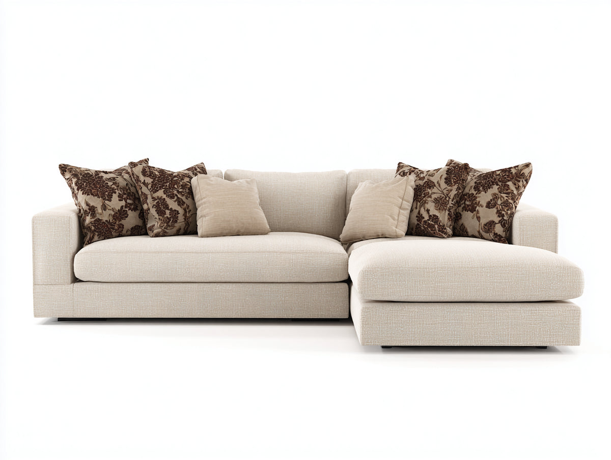 Ecksofa - Stoffbezug 290 x 180 x 85 cm - Beige - großzügige Sitzfläche mit Chaiselongue modernes Design