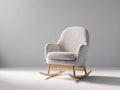 Schaukelstuhl Bouclé 75 x 85 x 100 cm - Creme-Natur - Gepolsterter Sitz mit hoher Rückenlehne